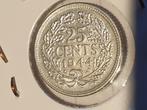 25 cent 1944 Eikel P , zilver, nr.8 (4), Postzegels en Munten, Munten | Nederland, Ophalen of Verzenden, Koningin Wilhelmina, 25 cent