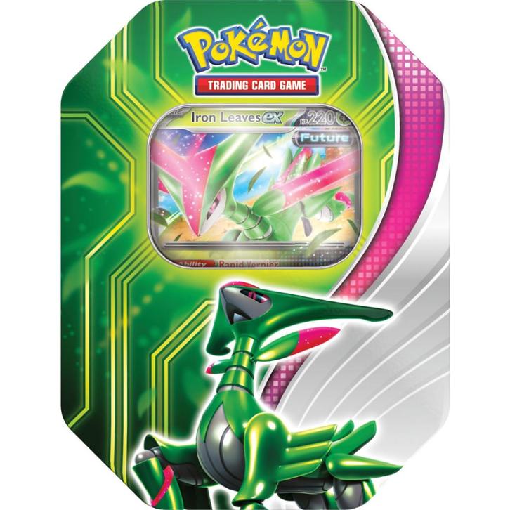 Pokémon Paradox Clash EX Tin Iron Leaves, Hobby en Vrije tijd, Verzamelkaartspellen | Pokémon, Nieuw, Overige typen, Foil, Verzenden