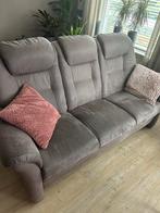 Duitse 2/3-zits bank, taupe, met veren, Huis en Inrichting, Banken | Bankstellen, Gebruikt, 150 tot 200 cm, 75 tot 100 cm, Ophalen of Verzenden