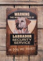 Labrador blond security service reclamebord van metaal deco, Info@deconoord.nl, Deco Noord, Nieuw, Ophalen of Verzenden