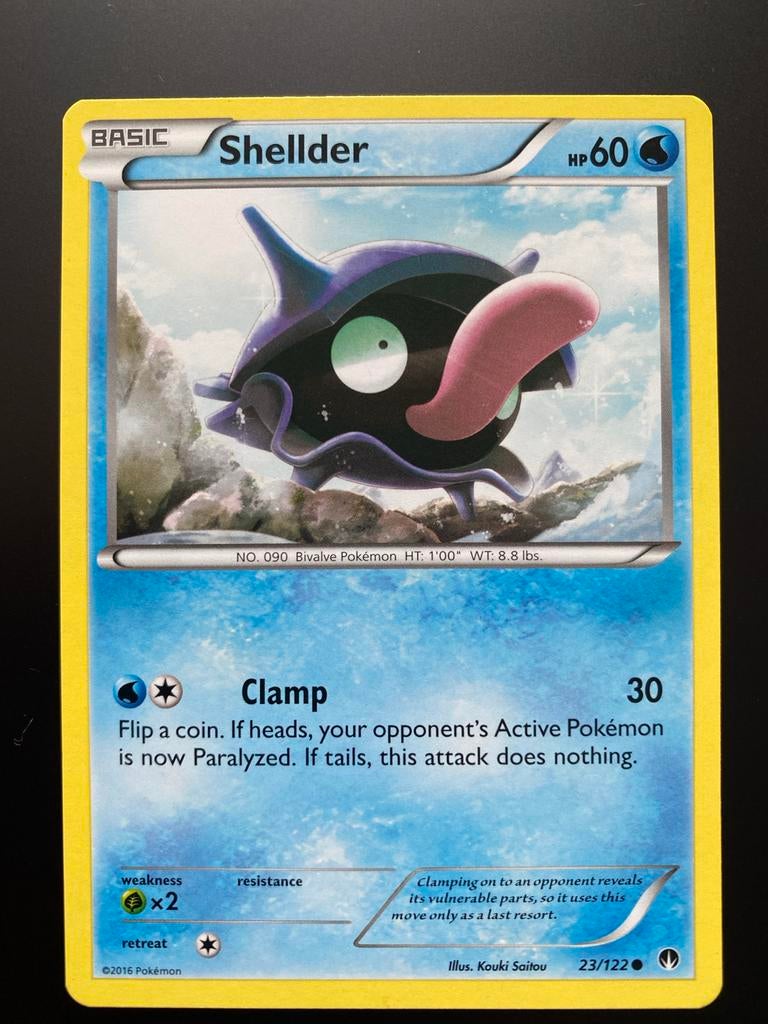 Shellder 23/122 Pokémon XY Breakpoint 2016 Mint Packfresh, Ophalen of Verzenden, Zo goed als nieuw, Losse kaart
