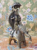 Olifant met berijder prachtig antiek brons beeld uit India., Ophalen of Verzenden