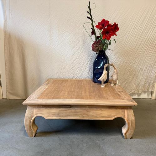 Opium salontafel - massief teak - 100 x 100 cm - TTM Wonen, Huis en Inrichting, Tafels | Salontafels, Nieuw, Minder dan 50 cm