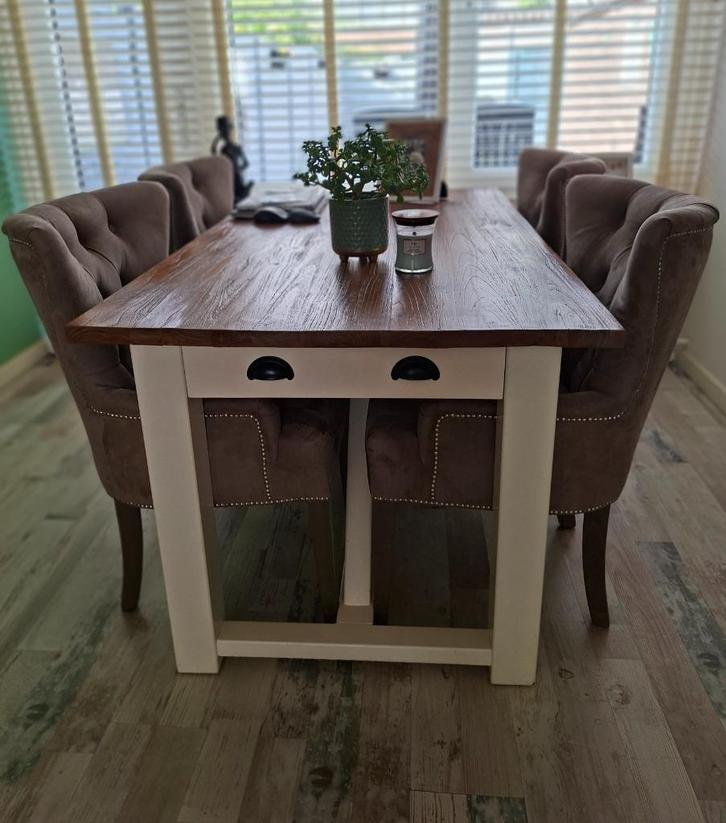 Eetkamertafel en stoelen, Huis en Inrichting, Tafels | Eettafels, Gebruikt, 50 tot 100 cm, 150 tot 200 cm, Vier personen, Rechthoekig