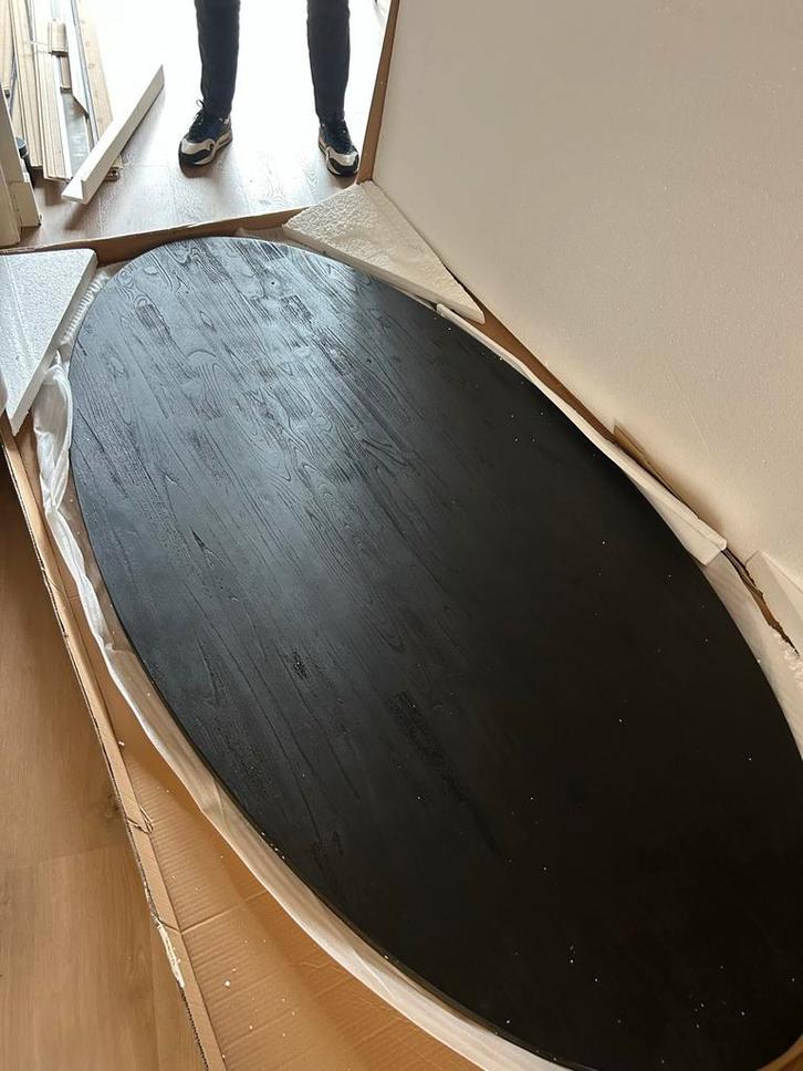 Nieuwe ovale zwarte houten eettafel 230x115cm, Huis en Inrichting, Tafels | Eettafels, Nieuw, 100 tot 150 cm, 200 cm of meer, Ovaal