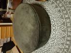 Wood donker groen velvet poef, Ophalen, Gebruikt, Rond