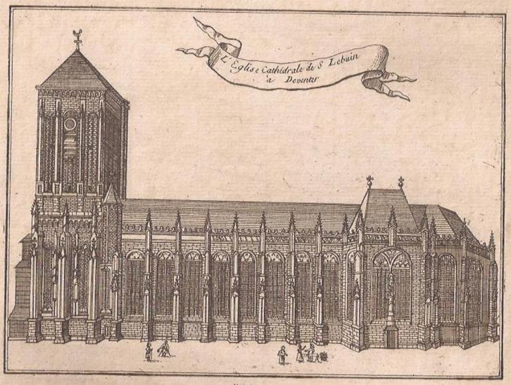 Deventer. L'Eglise Cathedrale de St. Lebuin à Deventer. 1786, Antiek en Kunst, Kunst | Etsen en Gravures, Ophalen of Verzenden