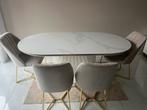 Witte marmeren eettafel 200 x 110 te koop!, Huis en Inrichting, Tafels | Eettafels, Ophalen, 200 cm of meer, 50 tot 100 cm, Zo goed als nieuw