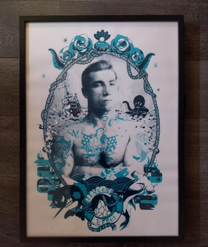 Zeefdruk 4/30 Aye aye backyard (ZenkOne Hedof), Antiek en Kunst, Kunst | Litho's en Zeefdrukken, Ophalen