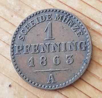 Duitsland Pruissen 1 pfennig 1863 A beschikbaar voor biedingen