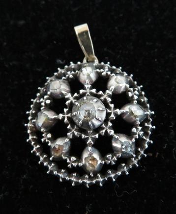 Grote antieke diamanten hanger zilver en goud ca. 1850 beschikbaar voor biedingen