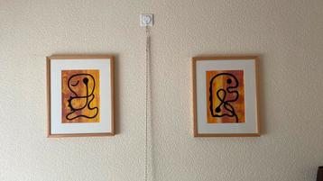 2 abstracte schilderijen beschikbaar voor biedingen