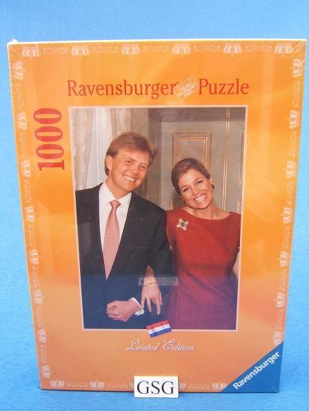 Willem Alexander en Maxima 1000 st nr. 15 917 8-01, Hobby en Vrije tijd, Denksport en Puzzels, Nieuw, 500 t/m 1500 stukjes, Ophalen