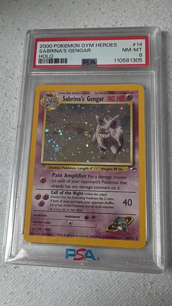 Sabrina’s Gengar Holo PSA 8 - Engelse Pokemonkaart, Hobby en Vrije tijd, Verzamelkaartspellen | Pokémon, Zo goed als nieuw, Losse kaart