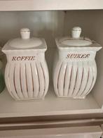 Koffie en suiker antieke voorraadbus pot stolp keramiek, Huis en Inrichting, Ophalen, Gebruikt