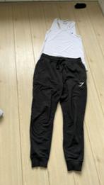 170 176 gymshark xs s sport set top singlet wit zwarte broek, Gebruikt, Gymshark, Jongen of Meisje, Sport- of Zwemkleding