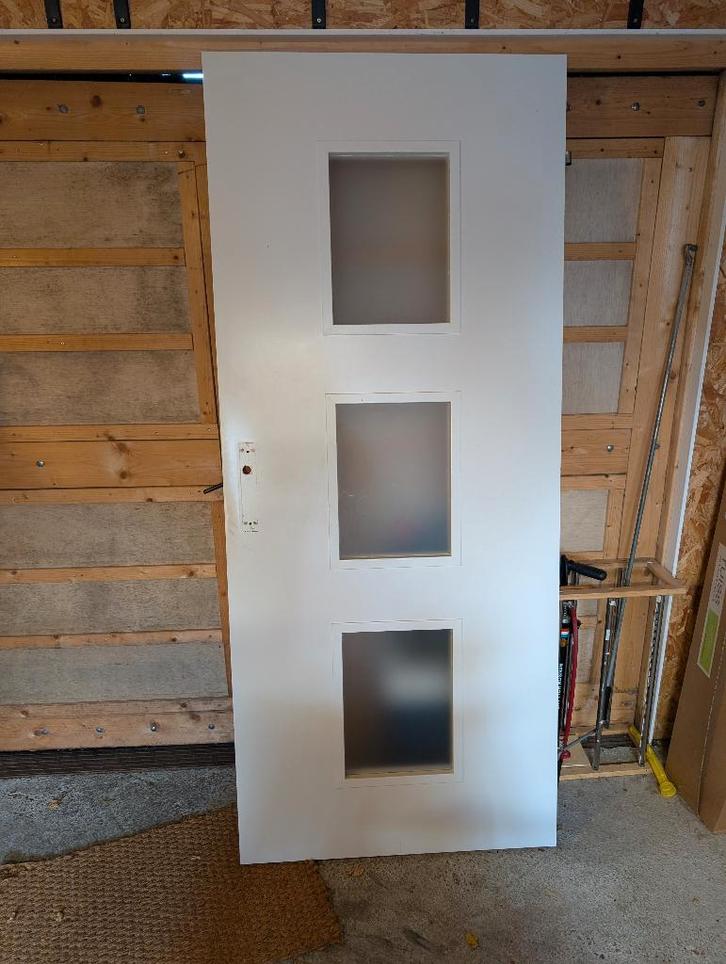 Binnen opklap deur, Doe-het-zelf en Verbouw, Deuren en Horren, Gebruikt, Binnendeur, 200 tot 215 cm, 80 tot 100 cm, Glas, Hout