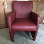 Toledo kersen rood leren fauteuil op wielen - NIEUW, Huis en Inrichting, Fauteuils, Ophalen, Hout, Nieuw, 75 tot 100 cm