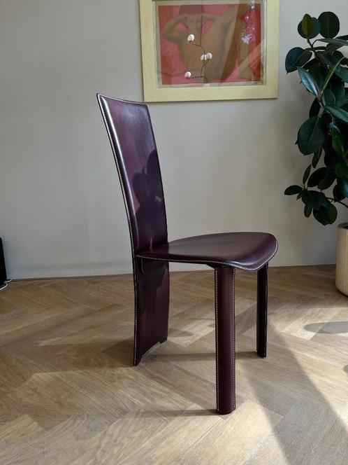 Set van 4 Frag Italia “Psyra” stoelen – Roche Bobois, Huis en Inrichting, Stoelen, Gebruikt, Vier, Leer, Overige kleuren, Ophalen