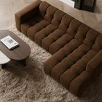 Nieuwe Japandi bruine hoekbank loungebank velvet, Ophalen, 250 tot 300 cm, Zo goed als nieuw, 150 cm of meer