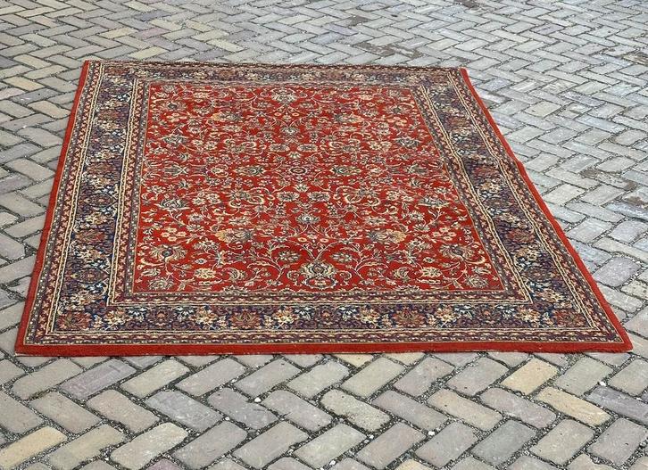 Vintage vloerkleed - tapijt - rood / blauw, Huis en Inrichting, Stoffering | Tapijten en Kleden, Gebruikt, 200 cm of meer, Rechthoekig