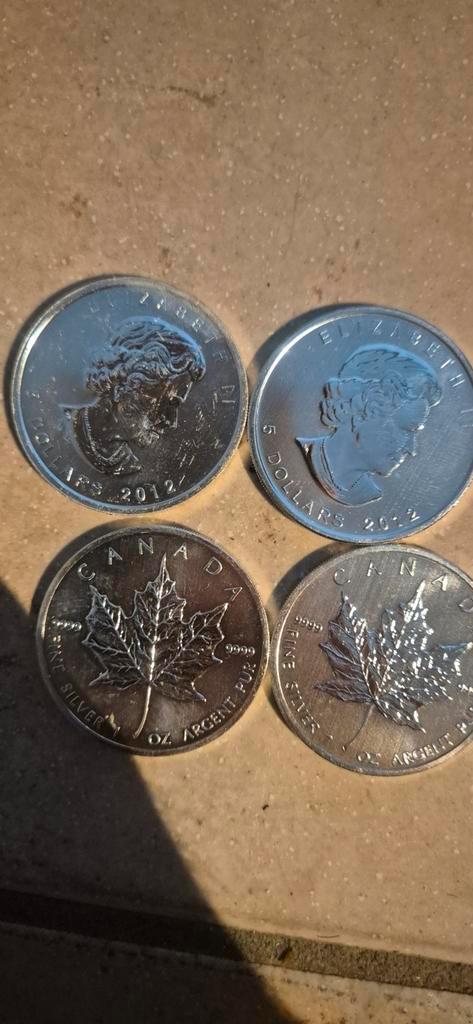 4x Zilveren Maple Leaf 2012, Postzegels en Munten, Munten | Nederland, Losse munt, Overige waardes, Zilver, Ophalen of Verzenden