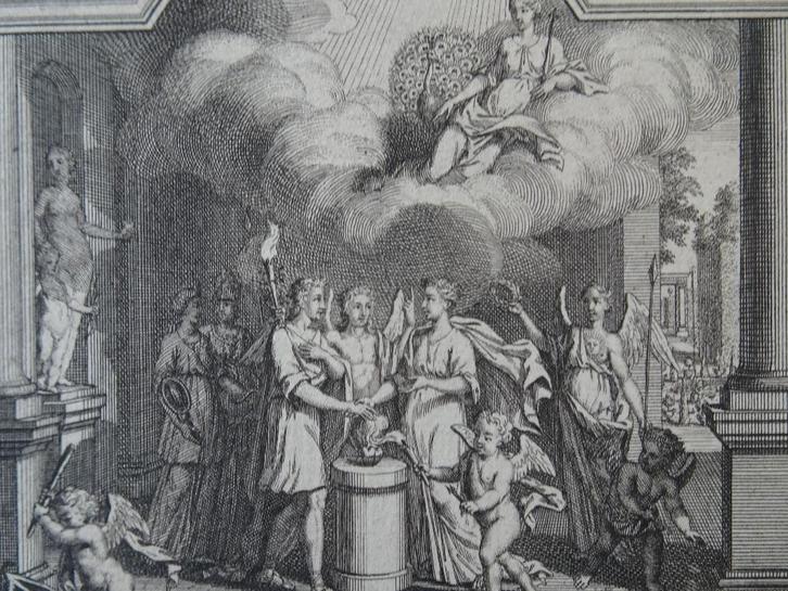 Gravure Allegorie van het huwelijk. Frederik Otten 1717-1770, Antiek en Kunst, Kunst | Etsen en Gravures, Verzenden