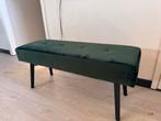 Groene velvet bankje / voetenbank, Huis en Inrichting, Banken | Voetenbanken en Poefen, Minder dan 50 cm, Zo goed als nieuw, Stof