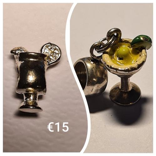 Bedels zilver 2 stuks cocktail glas * meer bedels te koop *, Sieraden, Tassen en Uiterlijk, Bedels, Zo goed als nieuw, Overige merken