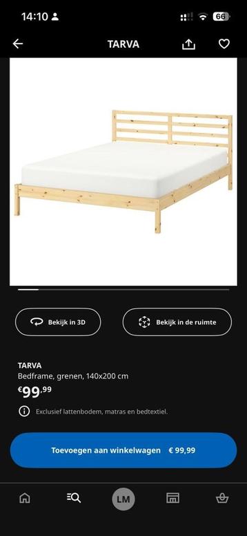 Bedframe Tarva (IKEA) met lattenbodem. 140x200cm - afbeelding 4