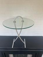 Rolf Benz Glazen Bijzettafel met Metalen Onderstel, Huis en Inrichting, Minder dan 45 cm, Minder dan 55 cm, Rond, Ophalen of Verzenden