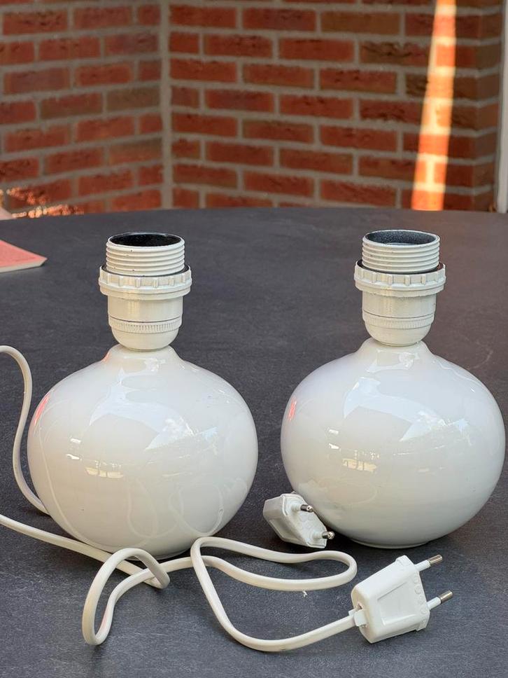 Prachtige retro Lampenvoetjes Tafellamp schemerlamp wit 2 st, Huis en Inrichting, Lampen | Tafellampen, Nieuw, Minder dan 50 cm