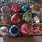 12 oude glazen gekleurde kerstversiering, Ophalen of Verzenden
