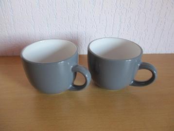 Koffiekopjes - koffiemokjes. Grijs. 2 stuks beschikbaar voor biedingen