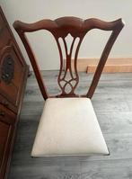 Antieke houten stoel met stoffen zitting, Gebruikt, Bruin, Ophalen of Verzenden, Eén