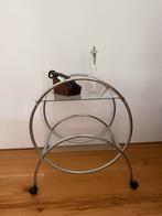 Vingage glazen serveerwagen, Huis en Inrichting, Ophalen, 50 tot 100 cm, Rond, Tafelblad