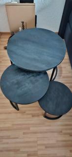 Set van 3 zwarte salontafeltjes, Ophalen, Minder dan 45 cm, Minder dan 55 cm, Rond