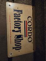 Cordo Factory Shop Emaille Reclamebord - Fiets, Verzamelen, Merken en Reclamevoorwerpen, Ophalen of Verzenden, Gebruikt, Reclamebord