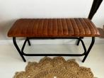 Vintage lederen bankje, Huis en Inrichting, Banken | Voetenbanken en Poefen, Ophalen, Minder dan 50 cm, Gebruikt, 75 tot 100 cm