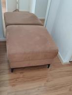 Hokker, footstool bruin stof, brown textile 68x68x45cm, Ophalen, Metaal, Gebruikt, 50 tot 75 cm