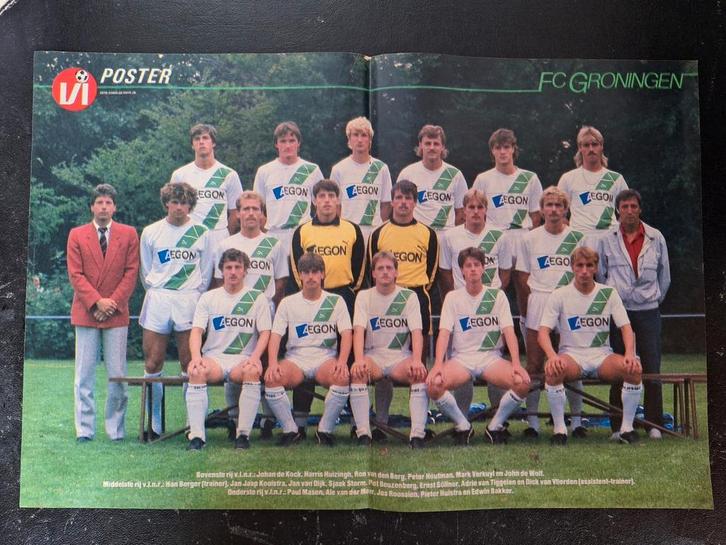 Oude poster FC Groningen met o.a. John de Wolf [3], Verzamelen, Sportartikelen en Voetbal, Zo goed als nieuw, Poster, Plaatje of Sticker