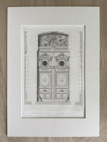 1877, Originele Gravure - Haussmann Deur Architectuur Parijs beschikbaar voor biedingen