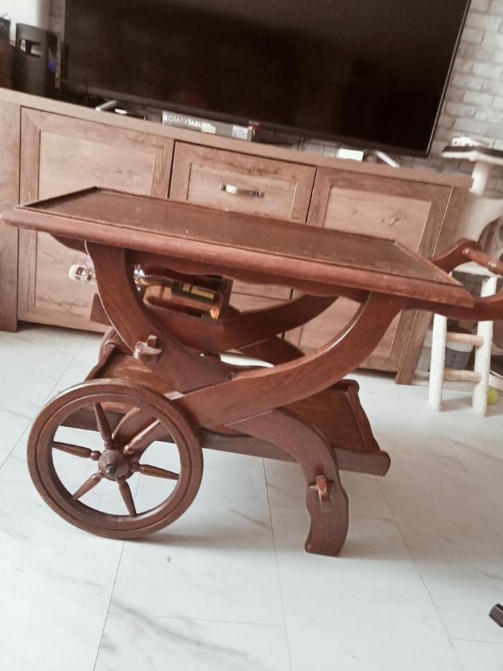 Houten serveerwagen / bijzettafel, Huis en Inrichting, Tafelonderdelen, Gebruikt, Tafelblad, 50 tot 100 cm, Minder dan 50 cm, Rechthoekig