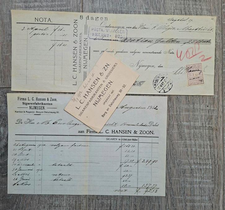 NIJMEGEN / KWITANTIE en NOTA  Anno 1912, Postzegels en Munten, Brieven en Enveloppen | Nederland, Brief, Ophalen of Verzenden