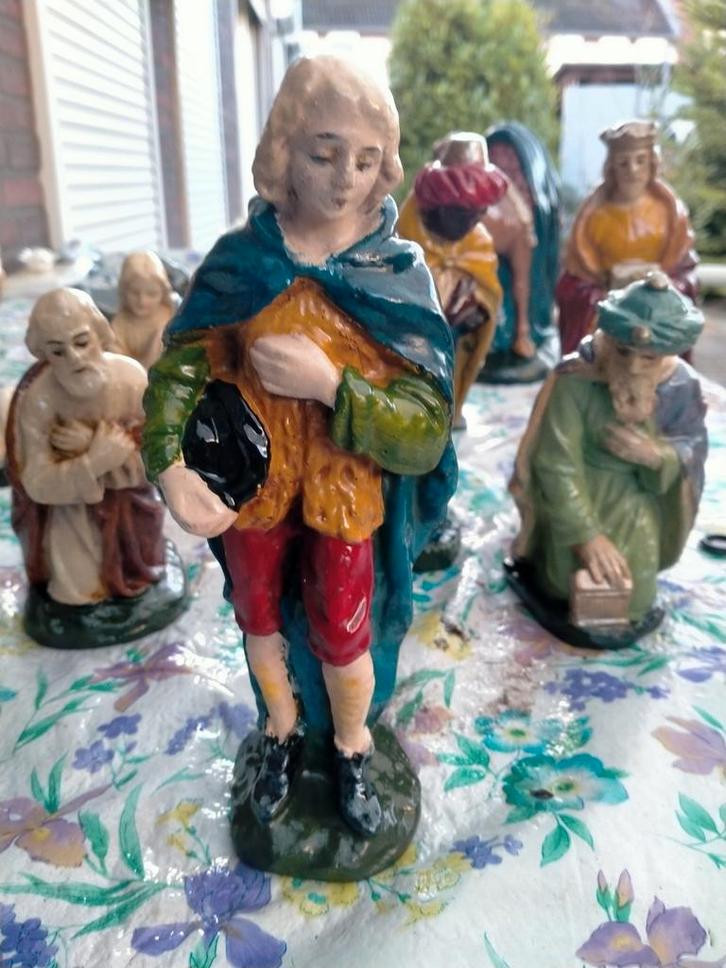 Jaren 50 Kerstgroep - 19 Delig Gips, Antiek en Kunst, Antiek | Keramiek en Aardewerk, Ophalen of Verzenden