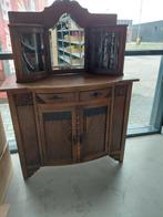 Oud Hollands gebogen keukenkastje,  met geslepen ruitjes., Antiek en Kunst, Ophalen