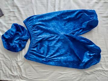 Nieuw blauw velours pieten broek en muts beschikbaar voor biedingen