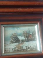 Vintages schilderijtjes olieverf, in 4 jaargetijden, Ophalen of Verzenden