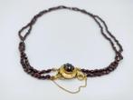 Granaten ketting met gouden slot, 50 cm