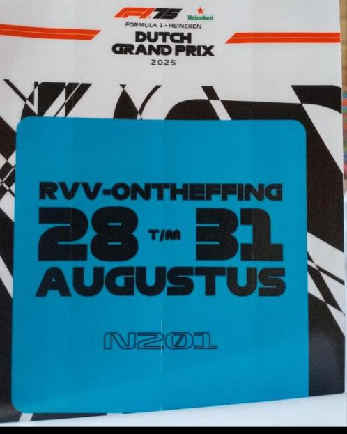 Doorlaatbewijs F1 zandvoort 2025 met prive parkeerplek, Tickets en Kaartjes, Autovignetten